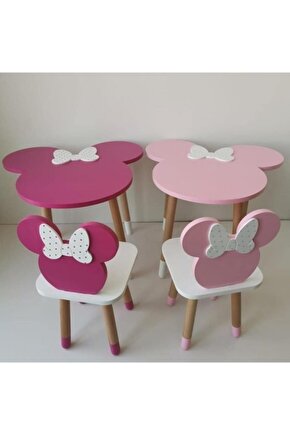 Minnie Mouse Çalışma Masası Ve Sandalye - Pudra Rengi