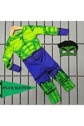 Maskeli 7-8 Yaş Hulk Çocuk Kostümü