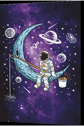 Uzayda Hayat Var Eğlenceli Astronot-18 Retro Ahşap Poster