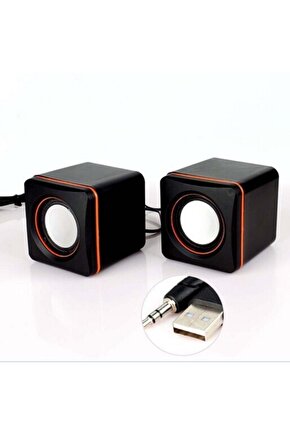 1+1 Mini Hoparlör Pctv telefon Uyumlu 3.5 Mm Jack Ve Usb Beslemeli Speaker