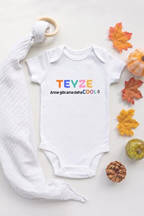 Özel Tasarım Lisanslı Renkli Teyze Anne Gibi Ama Daha Cool Bebek Body Beyaz Bebek Badi Zıbın