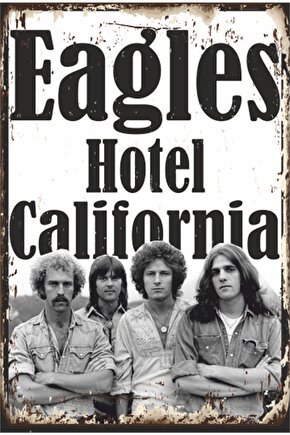 Eagles Hotel California Müzik Retro Ahşap Poster