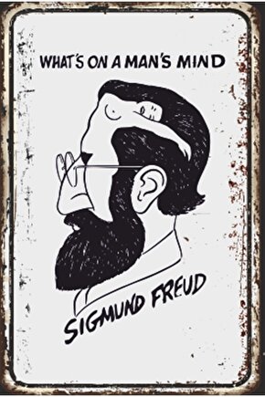 Sigmund Freud Psikoanaliz Retro Ahşap Poster