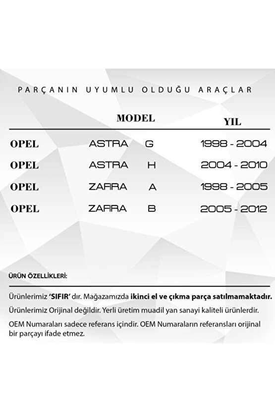 Opel Astra G, Astra H,zafira A,zafira B Için Fren Pedal Lastiği