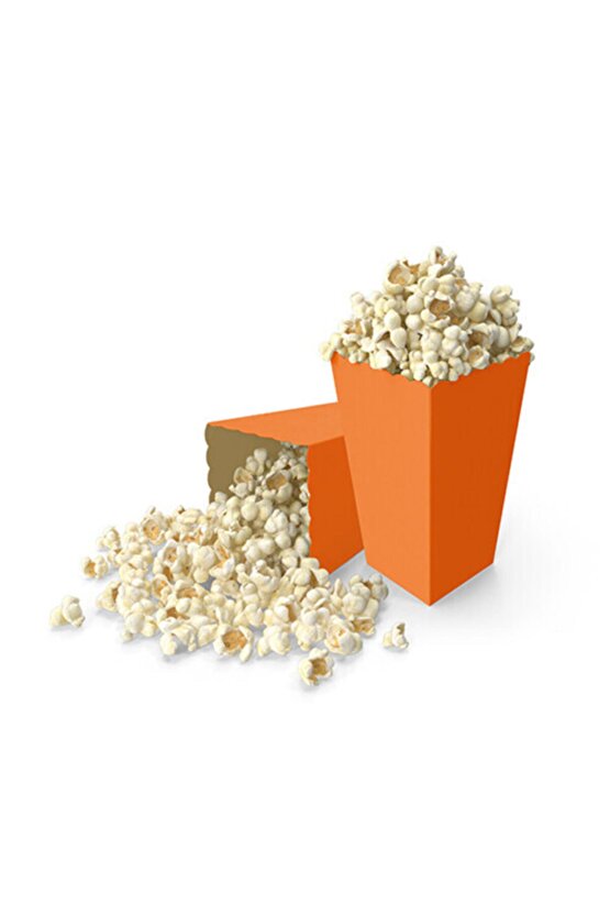 Turuncu Karton Popcorn Mısır Cips Kutusu 8 Adet