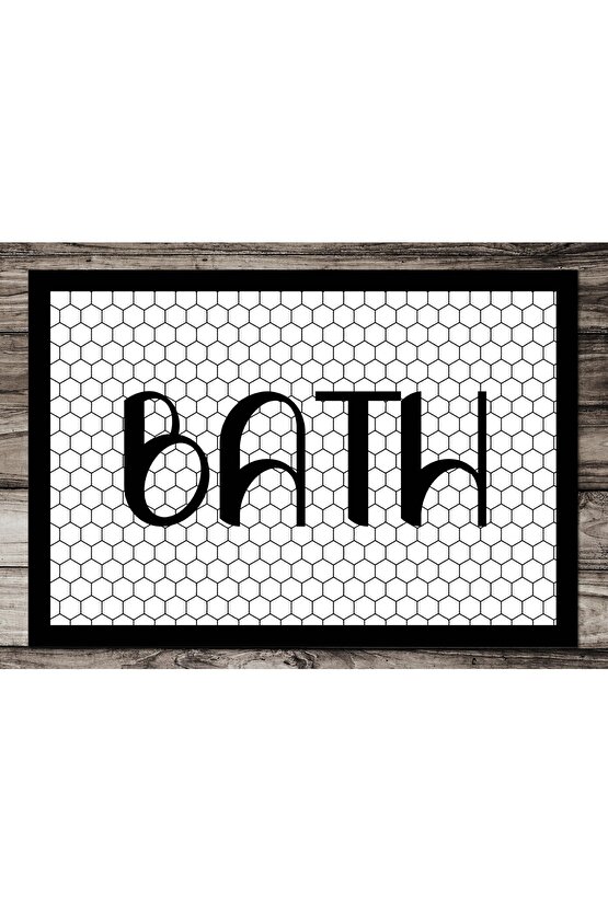 Beyaz Siyah Bal Peteği Desenli Desenli 2li Banyo Paspası Banyo Seti