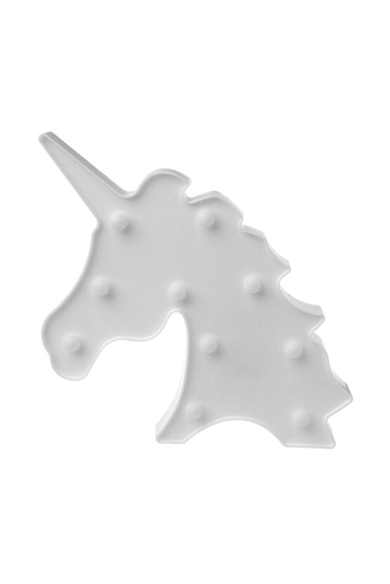 Unicorn Gece Lambası Beyaz|Kaliteli Büyük Boy 25 cm 3D Duvar Led Işık ve Masa Led Aydınlatma
