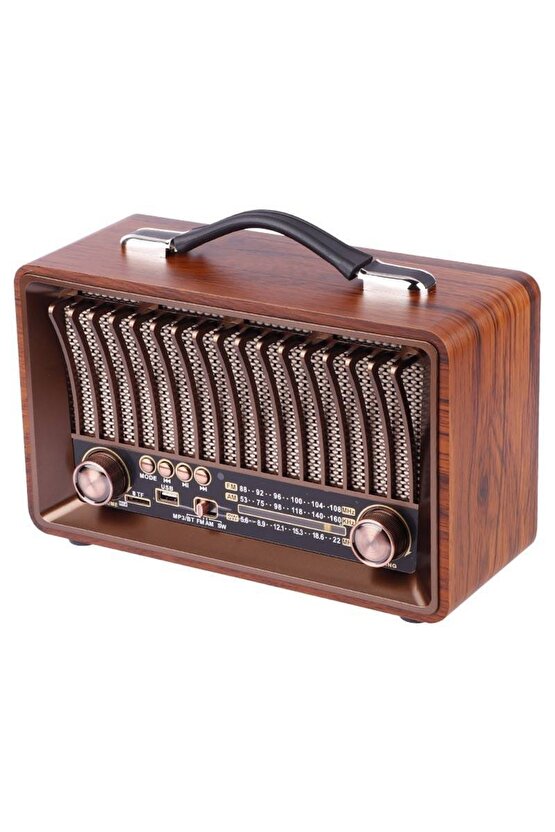 Nostaljik Radyo Bluetooth Hoparlör Fm Radio Sd Kart Usb Girişli Şarjlı Speaker