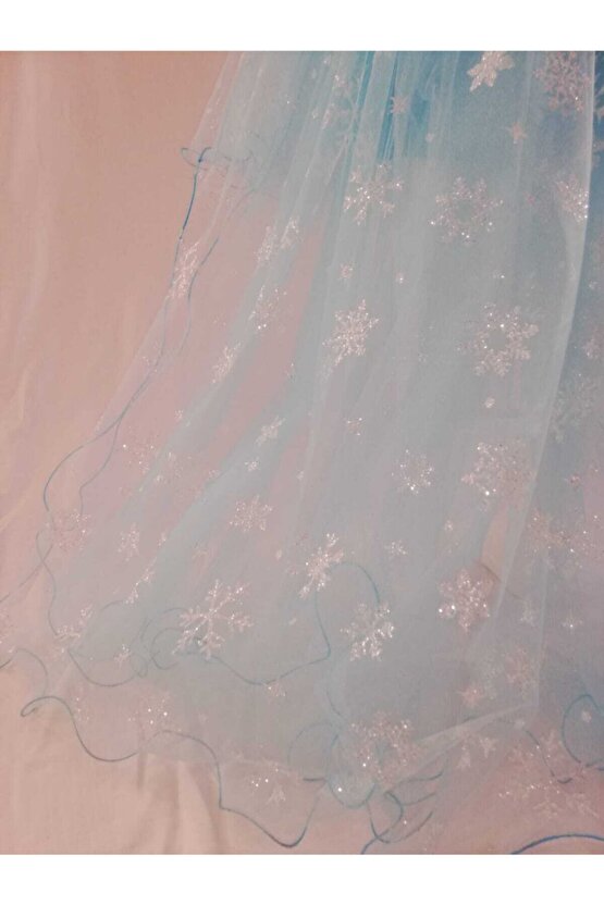 Kız Çocuk Mavi Frozen Elsa Kostüm Elbise