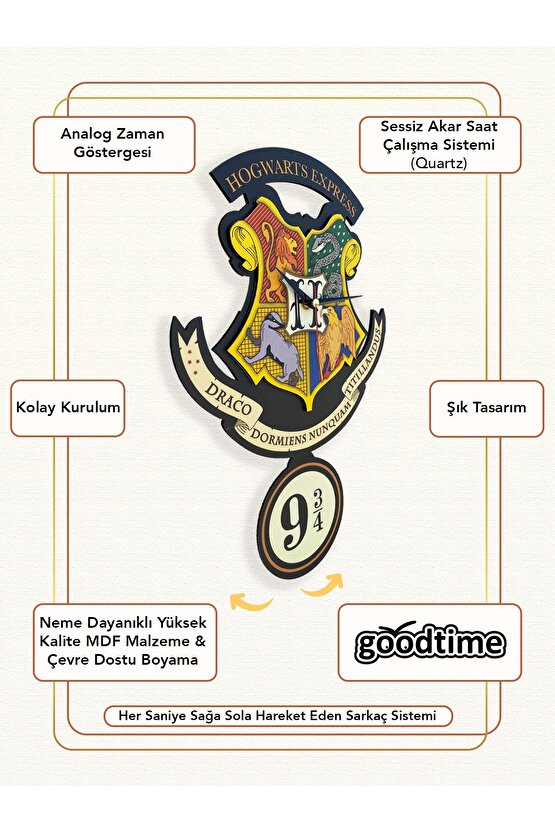 Harry Potter Hogwarts Express Figür Dekoratif Sarkaçlı Duvar Saati