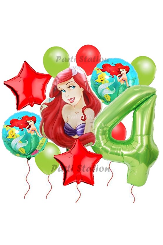 Disney Prensesi Deniz Kızı Prenses Ariel Konsept 4 Yaş Doğum Günü Balon Set Aquaman Ariel Balon Set