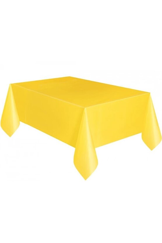 Masa Örtüsü ve Masa Eteği Set Plastik Sarı Renk Masa Örtüsü Gümüş Renk Metalize Masa Eteği Set