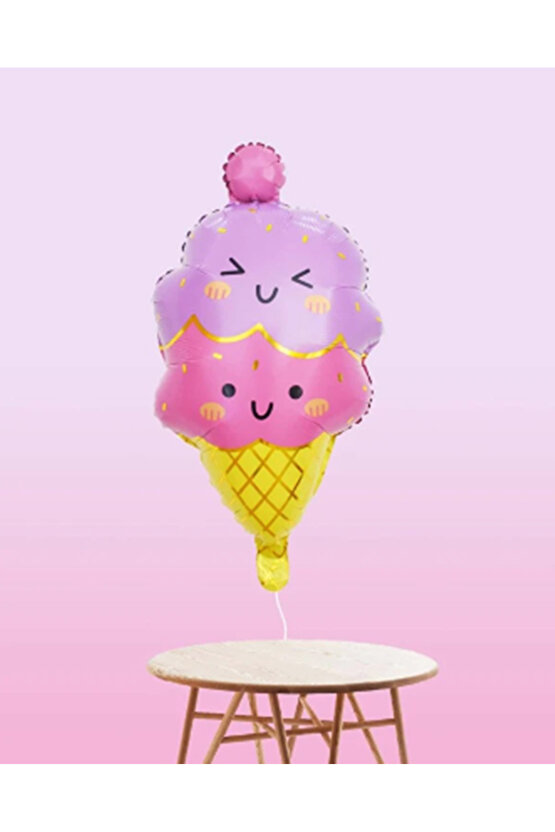 Dondurma İce Cream Konsept Doğum Günü 6 Yaş Balon Set Yaz Tema Sevimli Dondurma Folyo Balon Set