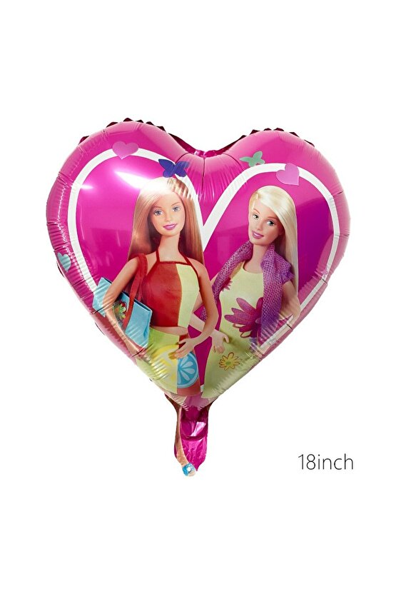 Barbie Folyo Balon Set Barbie Kalp Pembe 6 Yaş Balon Set Barbie Konsept Doğum Günü Set Yaş Balon Set