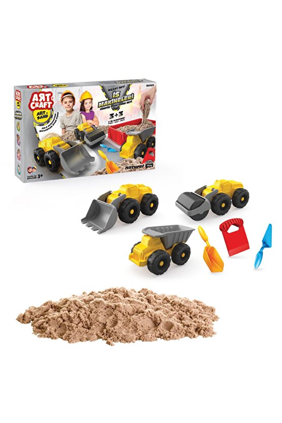 Iş Makineleri Kum Seti (750 Gr.) - Art Craft Kinetik Kum Seti - Oyun Kumu - Art Sand Kumu