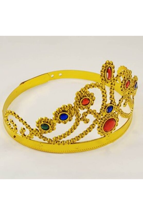 1 Adet Altın Renk Ayarlanabilir Prenses Tacı Gold Renk Plastik Kraliçe Tacı
