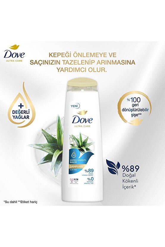Ultra Care Saç Bakım Şampuanı Kepek Karşıtı Bakım Aloe Vera 400 ml x3 Adet