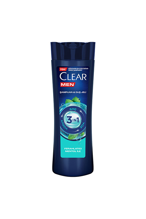 Men 3 In 1 Şampuan & Duş Jeli Ferahlatıcı Mentol Saç Yüz Vücut Için 350 ml