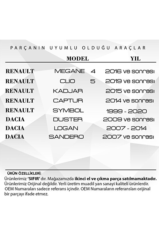 Renault Megane4,clio5,captur, Dacia Duster Için Anahtar Buton Lastiği