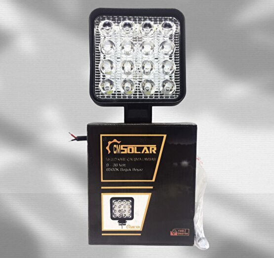 CMSOLAR Çalışma Sis Lambası Kare 16 Led 9-36 Volt Cool White