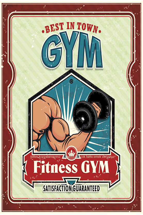 gym fitness spor vücut geliştirme ev dekorasyon tablo retro ahşap poster