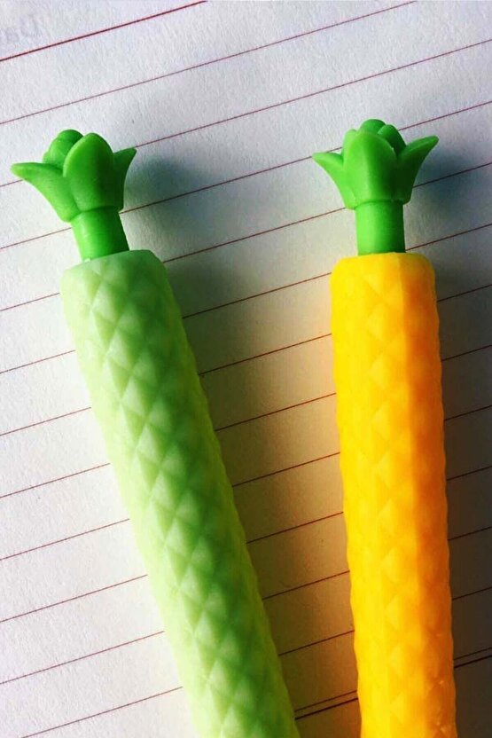 I Love Dıy Mottolu 6lı Mini Fosforlu Kalem Ve Ananas Tasarımlı 0.7 Uçlu Versatil Kalem Seti F.k