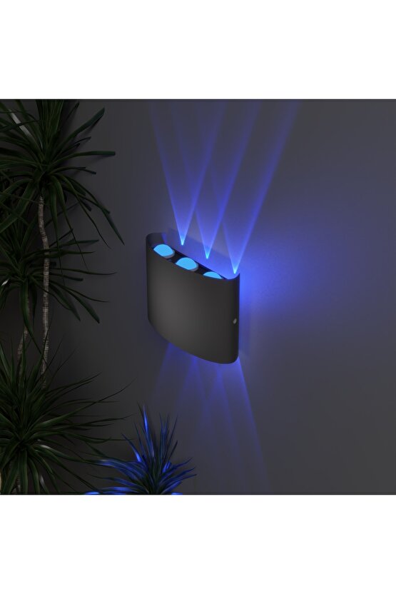 Uranüs Antrasit Kasa Mavi Işık Ledli Dekoratif Işık Süzmeli Iç Ve Dış Mekan Salon Bahçe Balkon Aplik