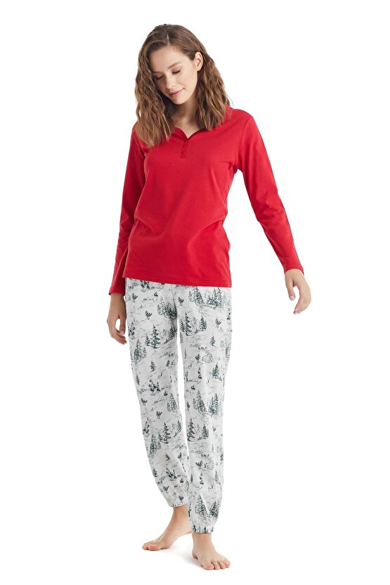 Kadın Uzun Kol Pijama Takımı 51236