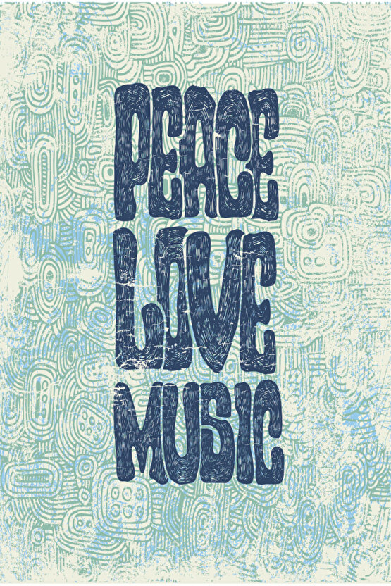 peace love music hippi retro ahşap poster