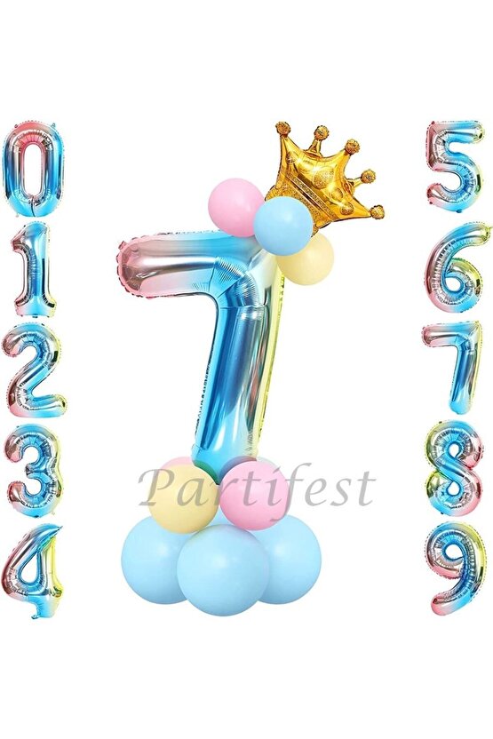 Unicorn Konsept 7 Yaş Rakam Balon Karşılama Seti Doğum Günü Parti Seti
