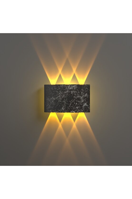 Uranüs Mermer Desen Kasa Amber Işık Ledli Dekoratif Işık Süzmeli Iç Dış Mekan Modern Aplik