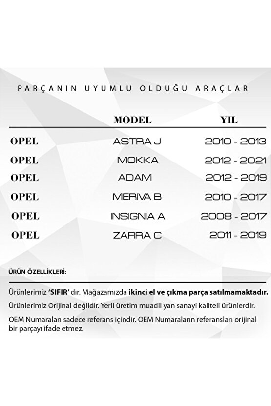 Chevrolet Cruze, Opel Astra J, Mokka Için Tavan Anten Çubuğu