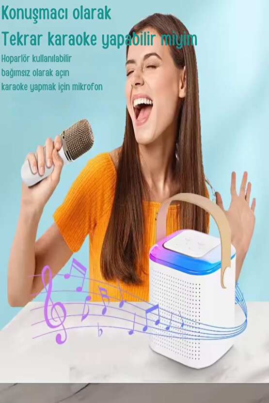 Şarkı Söyleme Karaoke Mini Taşınabilir Ses Mikrofon Mikrofonlu Taşınabilir Bluetooth Hoparlör