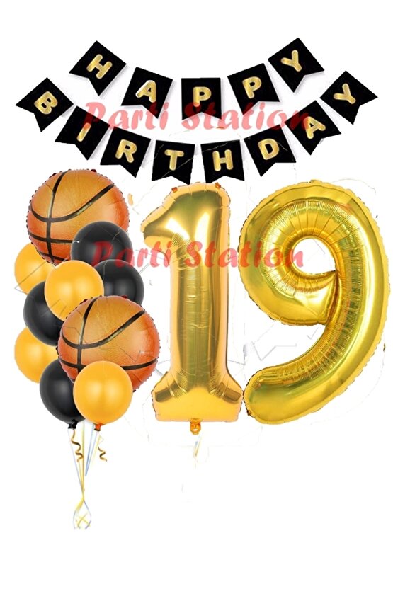Basketbol Konsept 19 Yaş Balon Set Basketbol Tema Doğum Günü Balon Seti