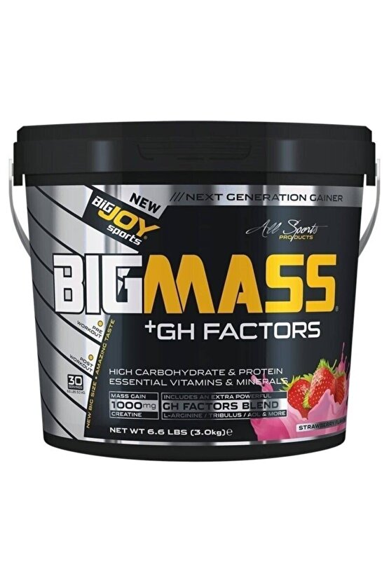 Bigmass Gh Factors Mass Gainer 3 Kg Çilek Karbonhidrat Tozu High Carbonhidrate&protein&vitamins