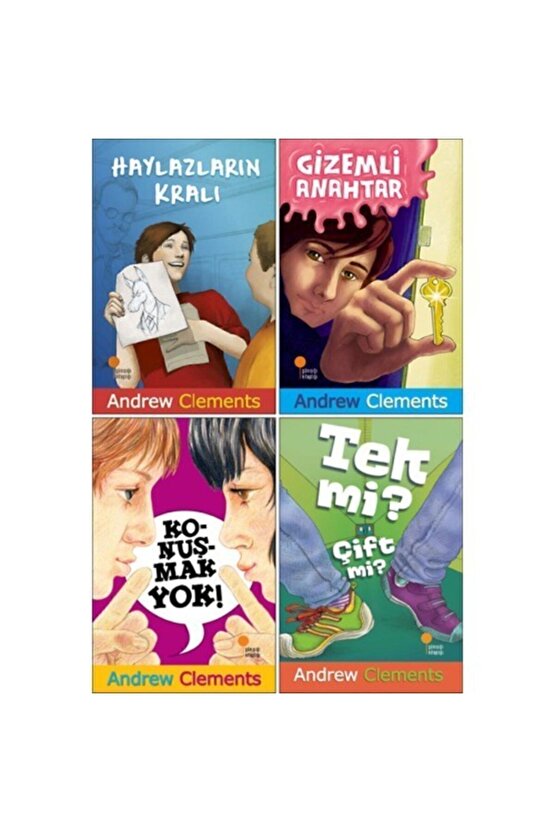 Andrew Clements 4 Kitap Set - Haylazların Kralı - Gizemli Anahtar - Konuşmak Yok - Tek Mi Çift Mi