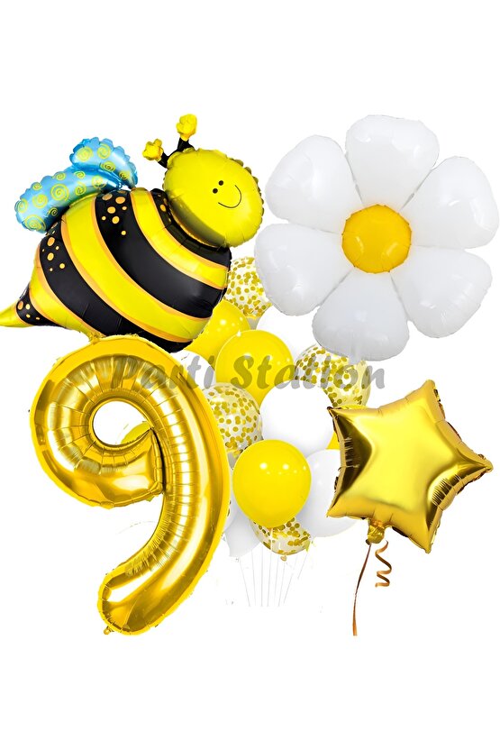 Bee Arı ve Papatya Konsept 9 Yaş Balon Set Bee Arı ve Papatya Tema Parti Doğum Günü Parti Balon Set