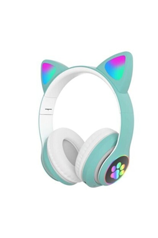 Led Işıklı Mikrofonlu Bluetooth Kulaklık Katlanabilir Kedi Kulaklık