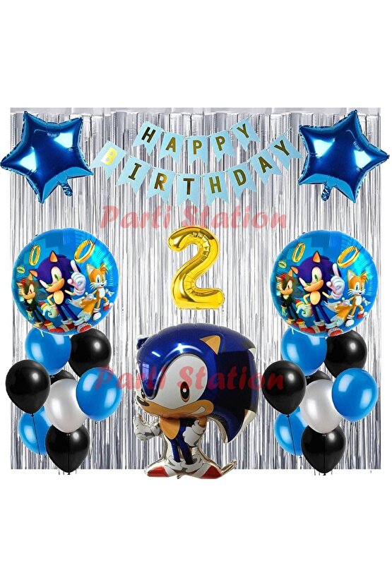 Tilki Sonic Boom Konsept 2 Yaş Balon Set Sonic Boom Tema Doğum Günü Arka Fon Süsleme Balon Set