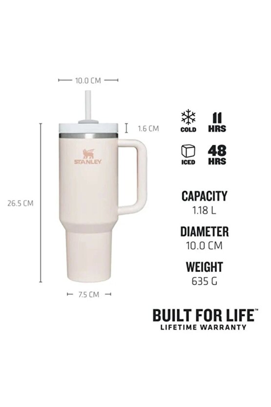 The Quencher Flowstate Tumbler | 40 Oz (1,18 LT) Pipetli Termos Rose Quartz