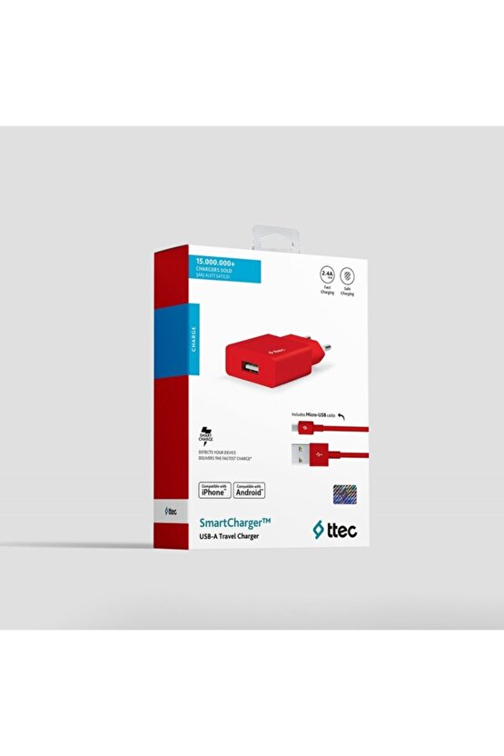 SmartCharger Seyahat Şarj Aleti 2.1A + Micro USB Kablo