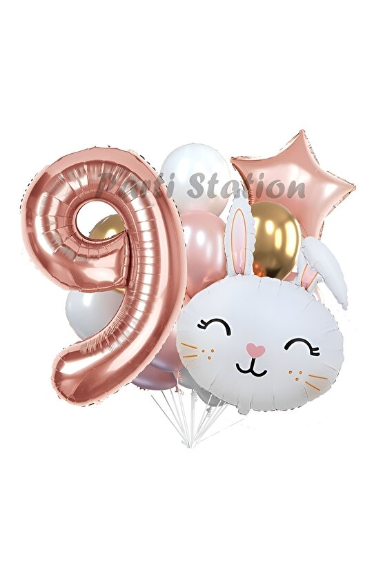 Tavşan Bunny Konsept 9 Yaş Balon Set Easter Sevimli Tavşan Woodland Doğum Günü Parti Balon Buketi