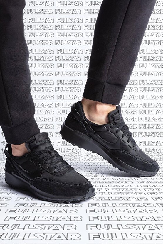 Waffle Debut Leather Black Sneaker Hakiki Deri Siyah Spor Ayakkabı
