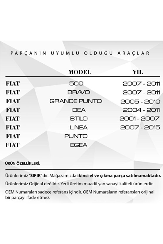 Fiat 500, Linea, Idea, Bravo, Punto Için Tavan Anten Çubuğu