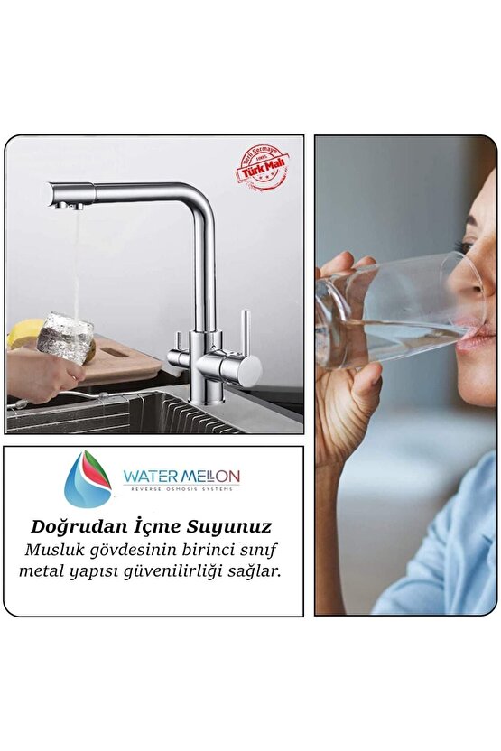 Yeni Nesil 3 Yollu Arıtma Bataryası Şebeke Ve Arıtma Çıkışlı Su Arıtma Cihazı Musluğu