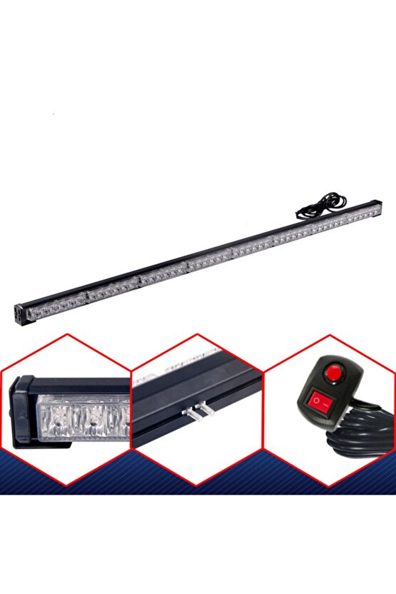 Çakar Lamba 118 Cm 8 Led Mavi-kırmızı-beyaz  12v  Lapa529