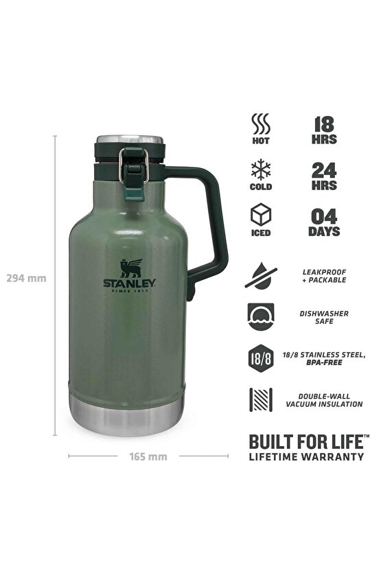 64oz Classic Vac Growler H.green Eu