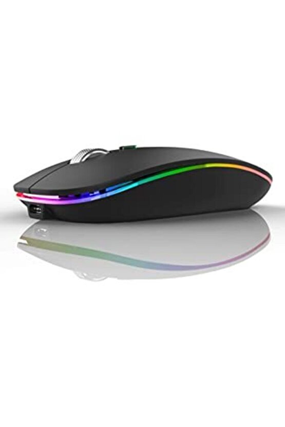 Rgb Led Işıklı Şarjlı Kablosuz Mouse Sessiz 2.4 Ghz Usb Wireless 800-1200-1600 Ayarlanabilir Dpi