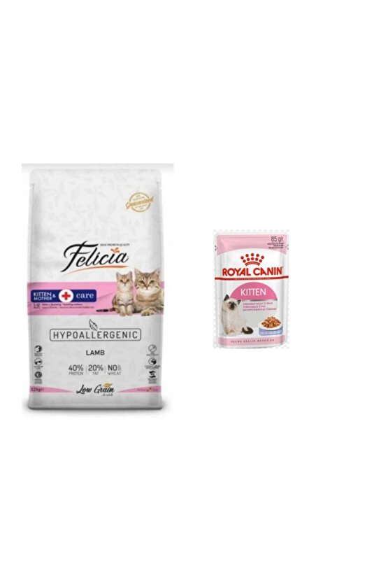 kuzulu Kitten & Mother 12 kg + Royal Canin Kitten Pouch Yaş Mama 85 gr