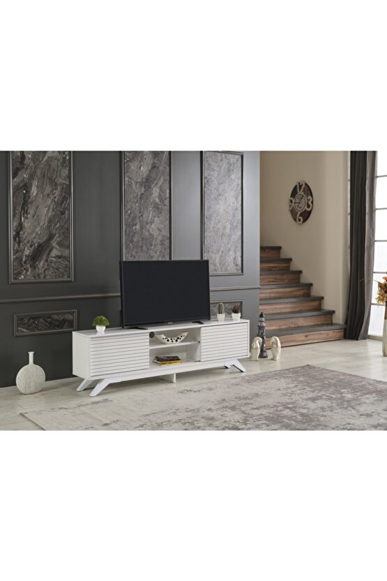 Luxia Sürgülü Kapaklı Tv Sehpası Beyaz